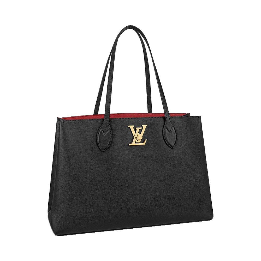 欧洲直邮louisvuitton路易威登经典lockme系列黑色粒面通用款女包