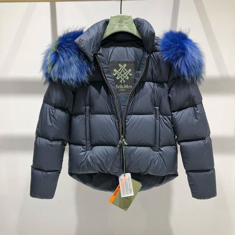 羽绒服香港直邮mrmrsitaly蓝色女士xdj010450500a真丝上装