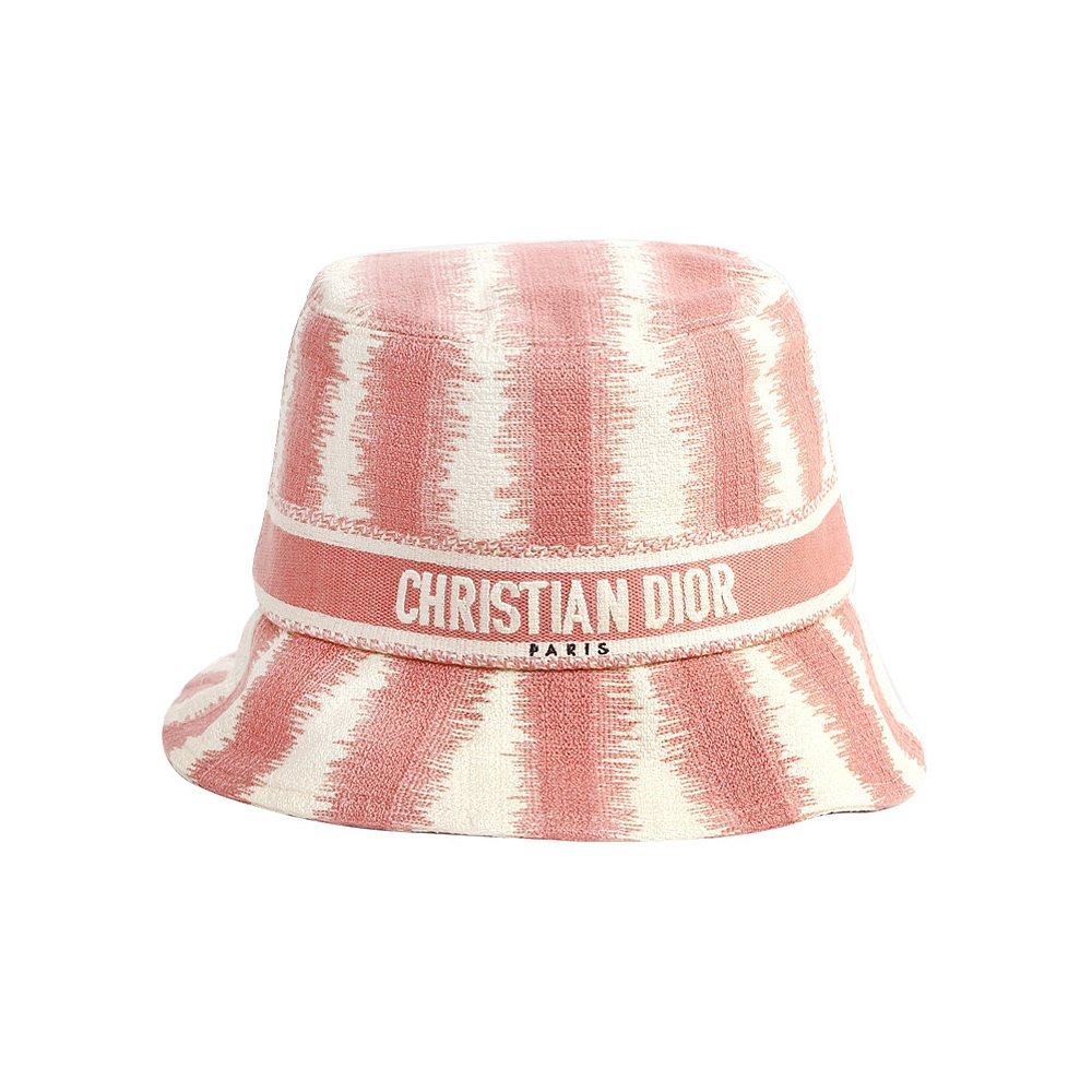 香港直邮dior女士粉色条纹棉质水桶12dsp923x136420帽子帽子