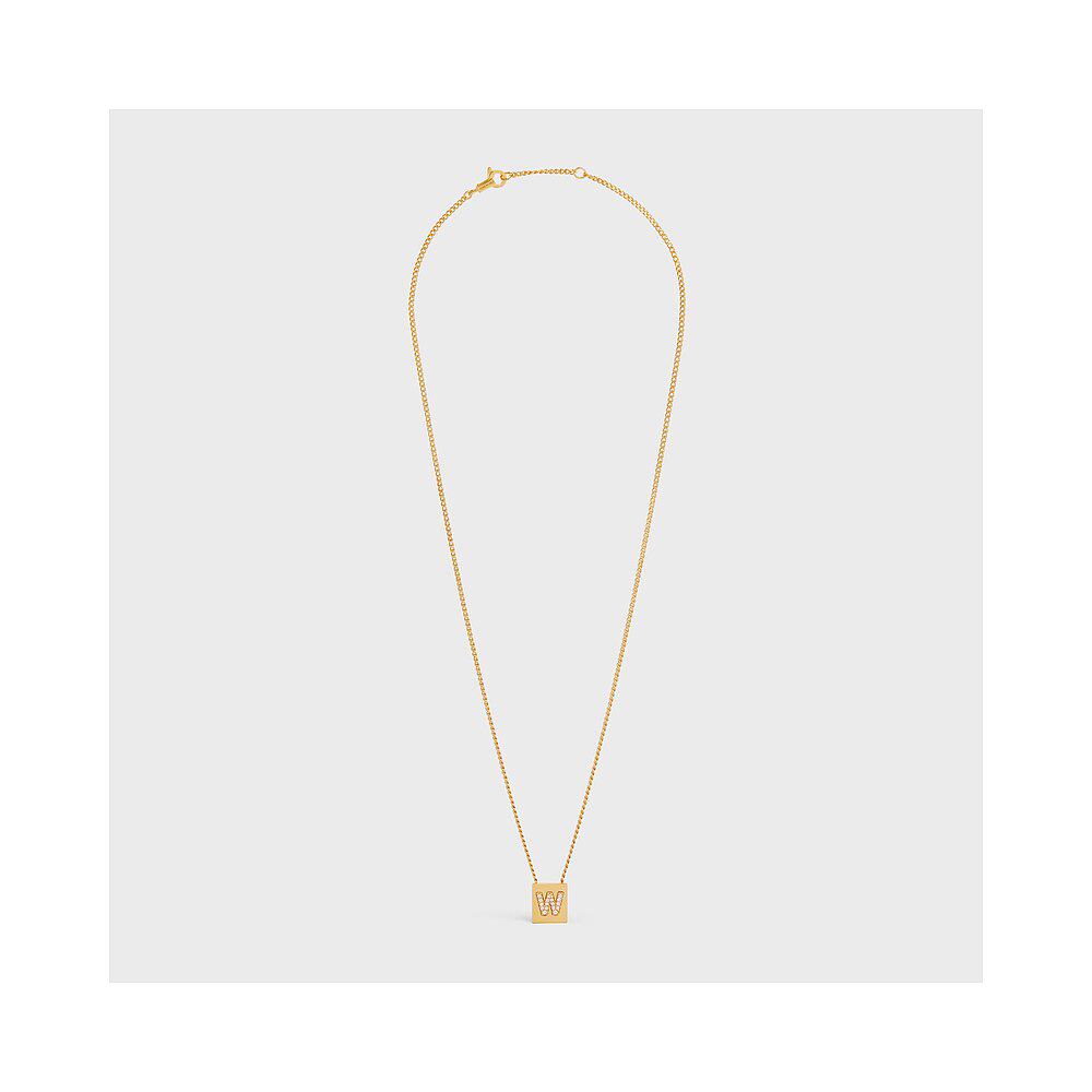 欧洲直邮预售两周celine金色黄铜水晶水钻字母项链