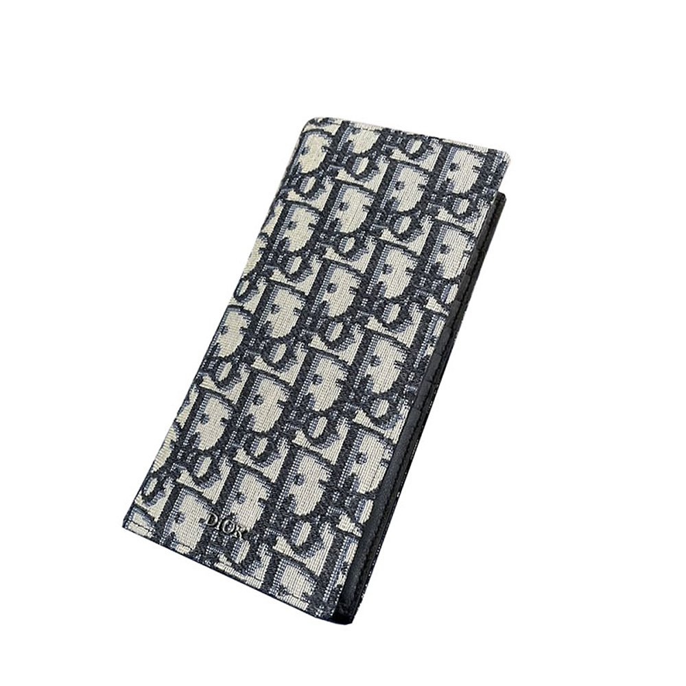 欧洲直邮dior迪奥老花帆布搭配小牛牛皮长款钱包