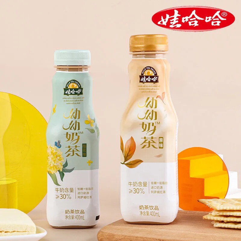 娃哈哈呦呦奶茶原味桂花进口奶源400ml15瓶整箱茶饮料