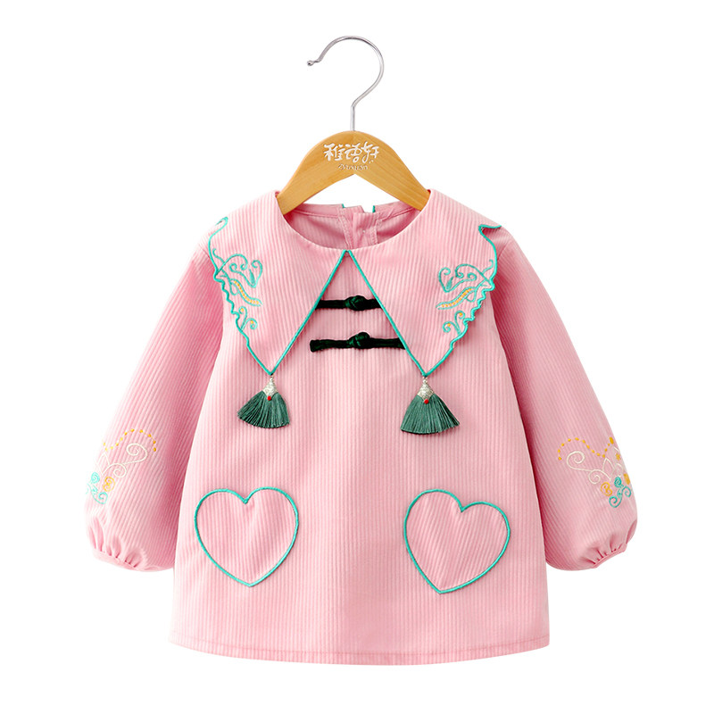 新年中式女宝罩衣儿童秋冬外穿国风宝宝围兜反穿衣