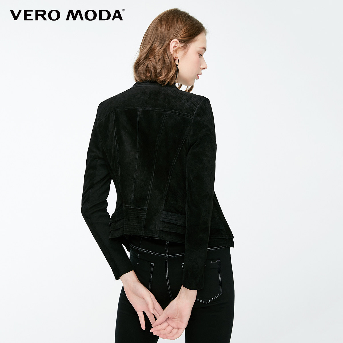 veromoda秋季新款修身短款皮革皮衣皮衣