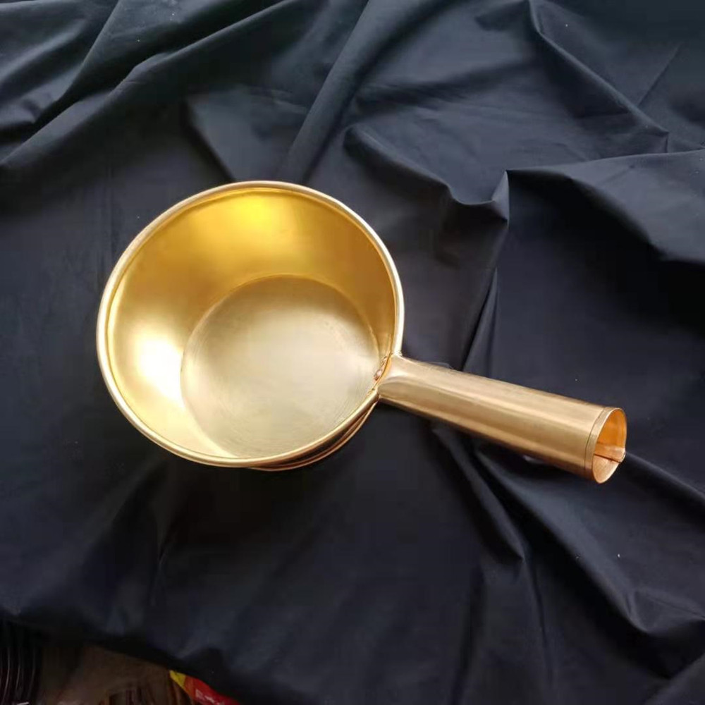 纯铜黄铜手工手工制制作加厚大铜勺铜舀厨房大号汤勺