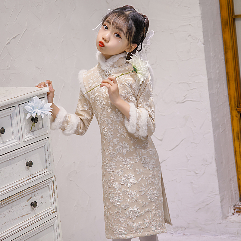 女童旗袍冬加加厚中国国风儿童2022新款冬天旗袍