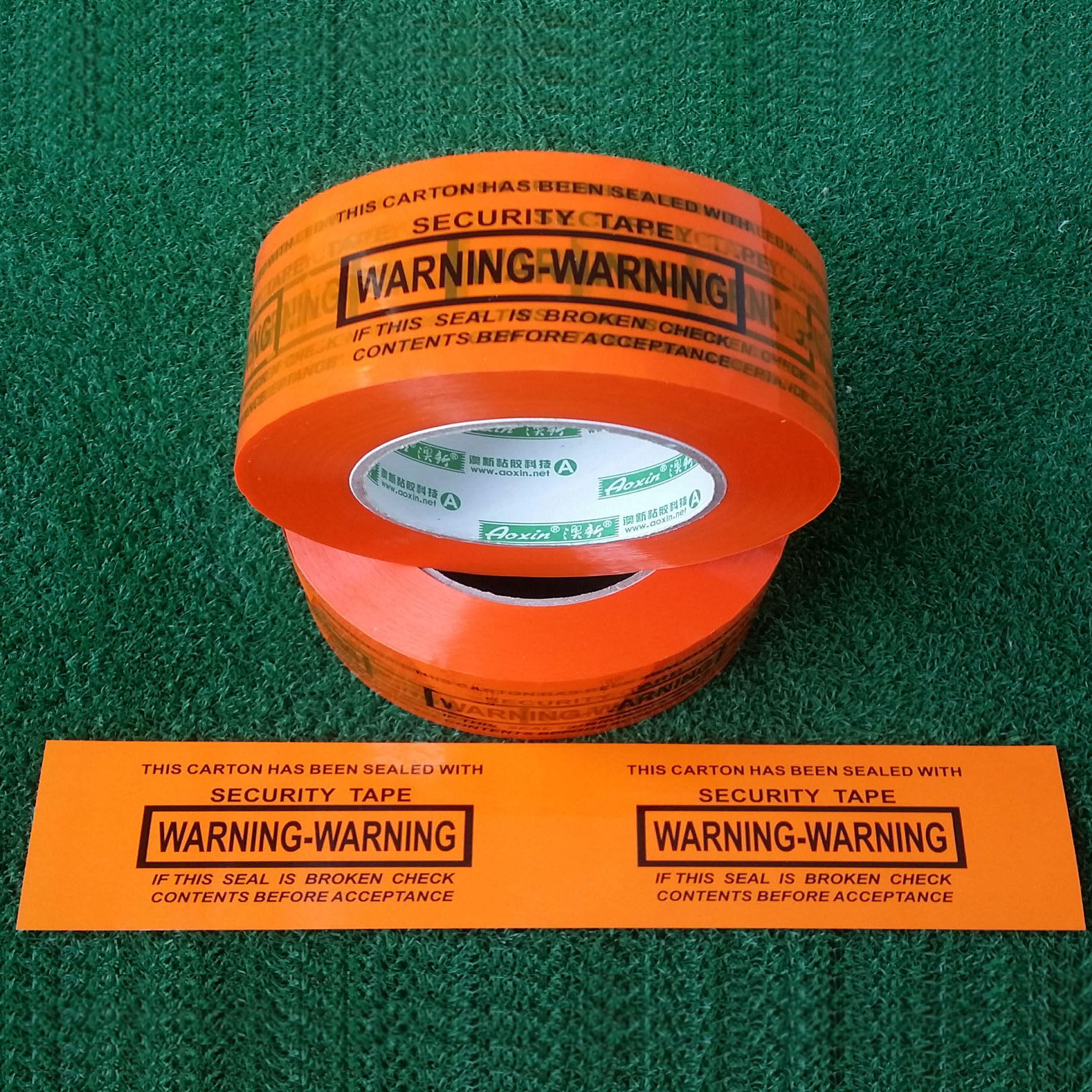 胶带橙色warning英文警示封箱韩文日文出口个性定制胶带