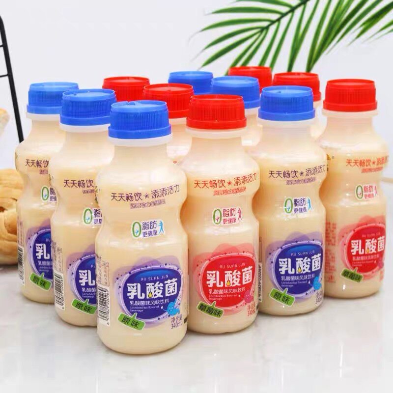 乳酸菌饮品340ml12瓶整箱早餐奶益生酸奶牛奶草莓膨化食品