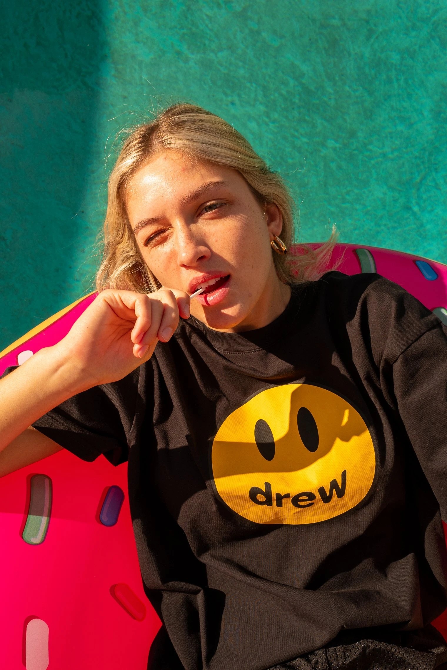 drew笑脸短袖mascotsstee贾斯汀比伯同款高街风休闲t恤