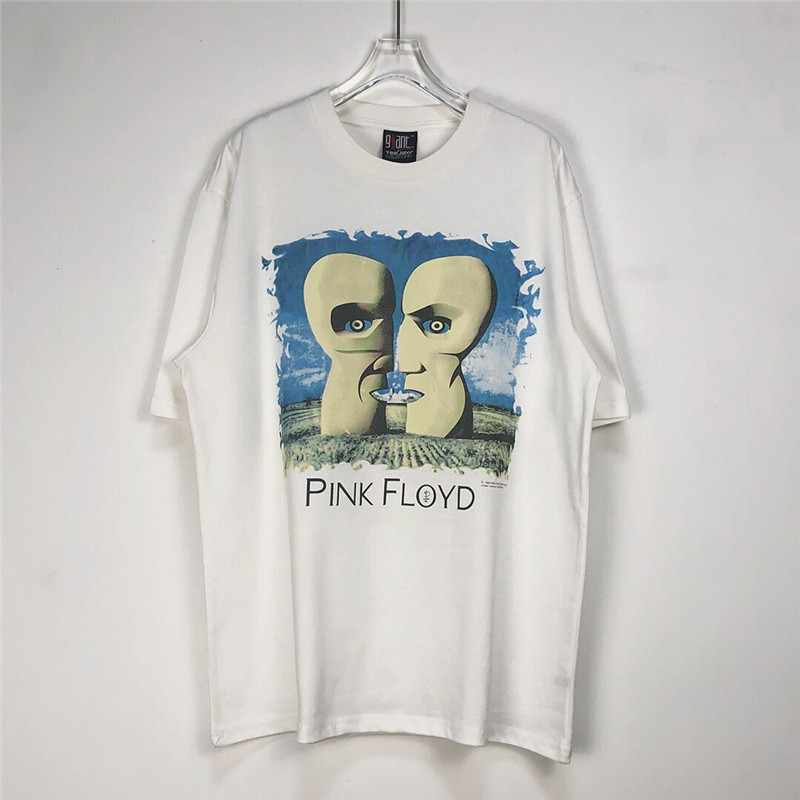 pinkfloyd摇滚白鬼vintage水洗做旧复古短袖高街t恤