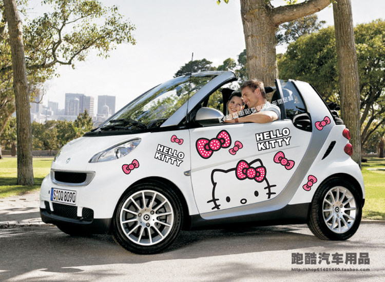 潮汽车蝴蝶结卡通kitty凯蒂猫可爱创意遮挡划痕个性装饰拉花贴纸