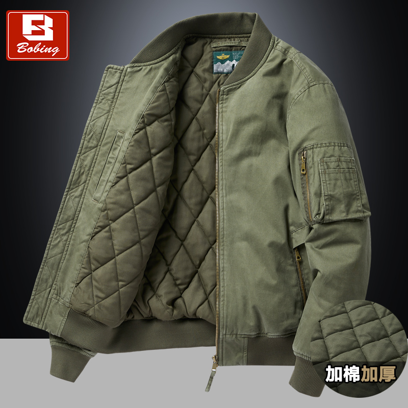 飞行员棉衣男冬季加厚休闲宽松大码棉服男士冬装保暖加棉棒球服潮