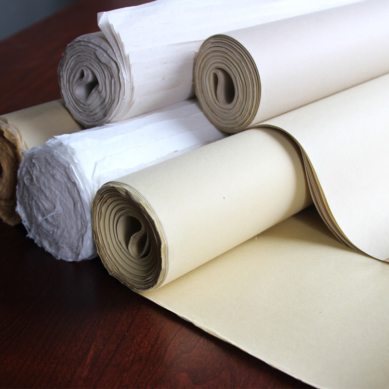 安徽宣纸手工古法小8八尺半生熟深浅仿古云龙皮纸丈二丈六毛笔字书法