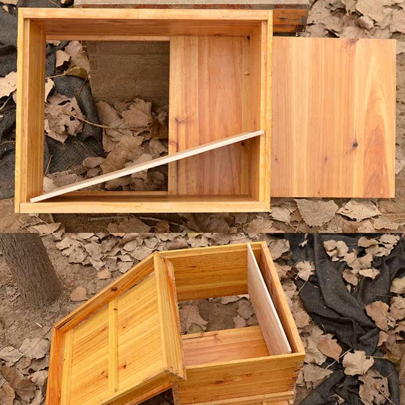 新式中蜂蜂箱活底蜂箱杉木蜂箱养蜜蜂工具煮蜡蜂箱全套标准十框箱