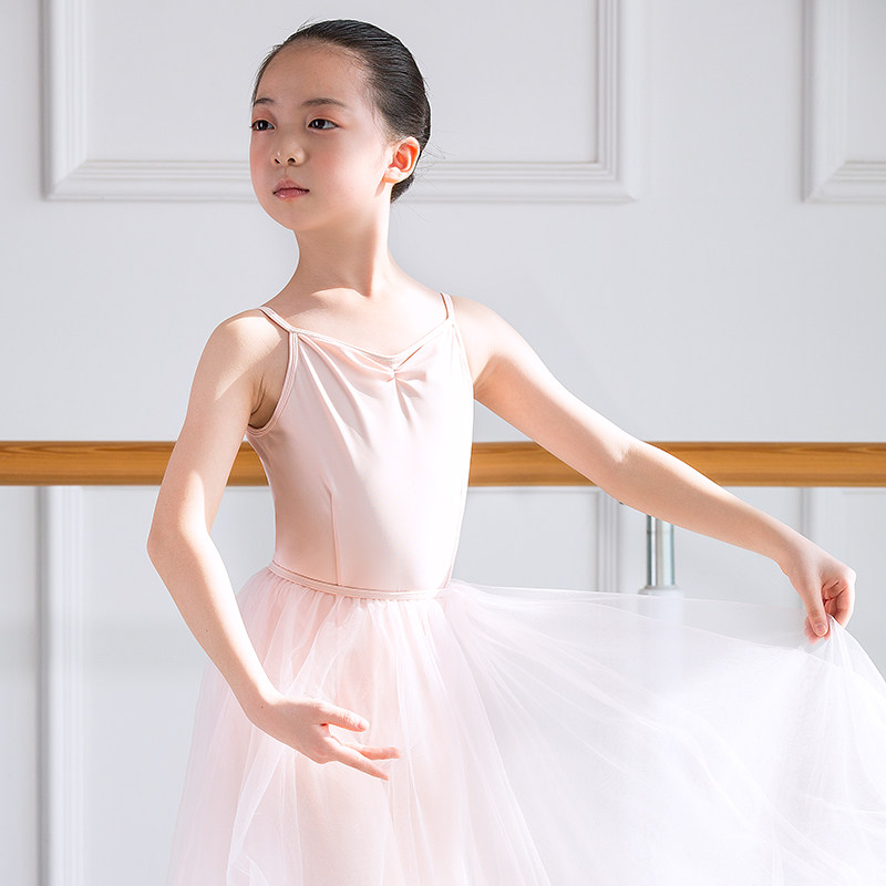 儿童氨纶形体舞蹈练功芭蕾舞体操服女吊带连体芭蕾舞服