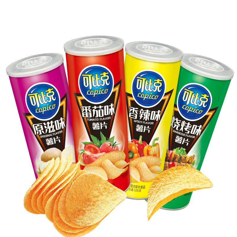 可比克薯片桶装年货大礼包办公室零食休闲小吃薯片罐装105g*10