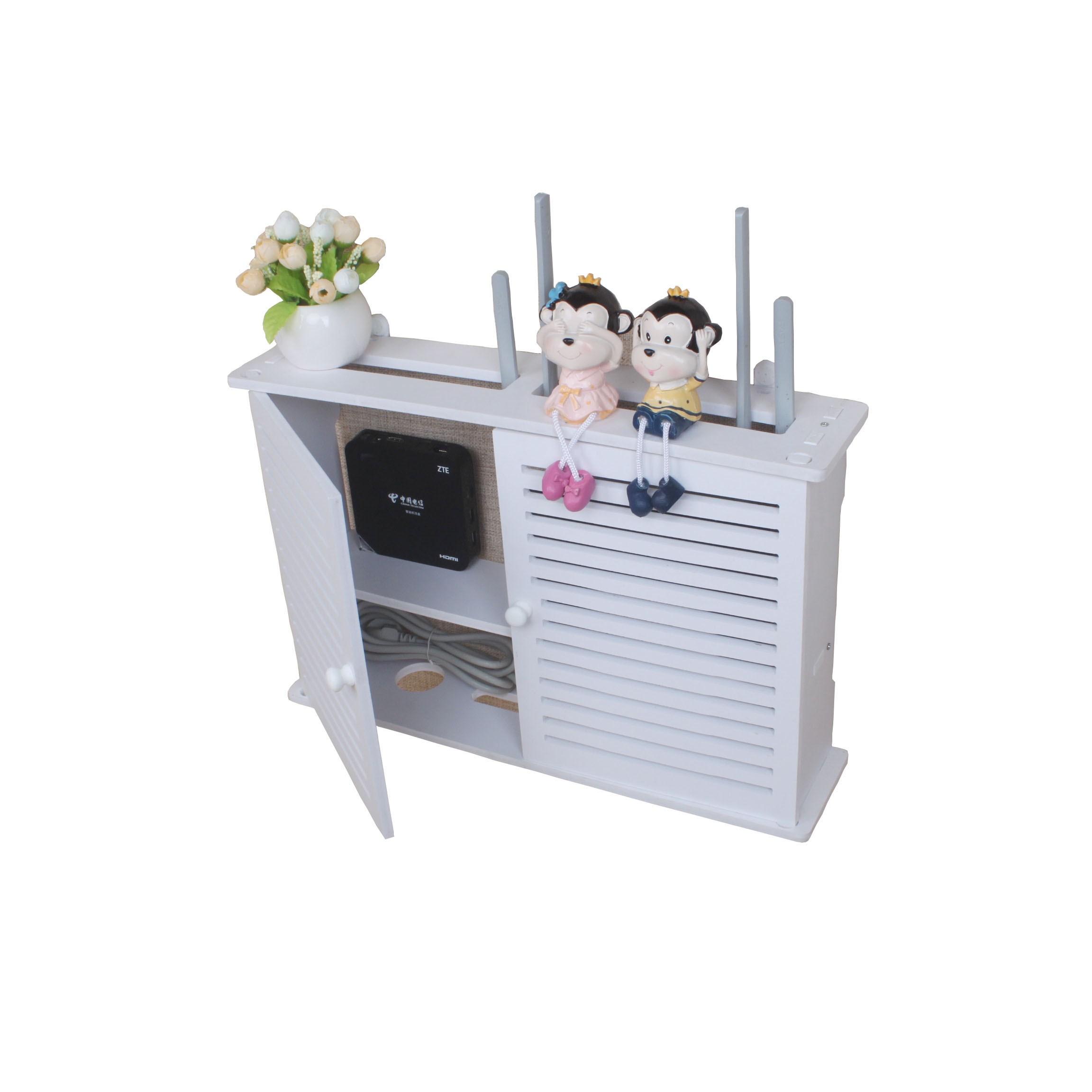 宽带网线盒子遮挡箱多媒体信息箱遮挡无线wifi置物架猫装饰免打孔