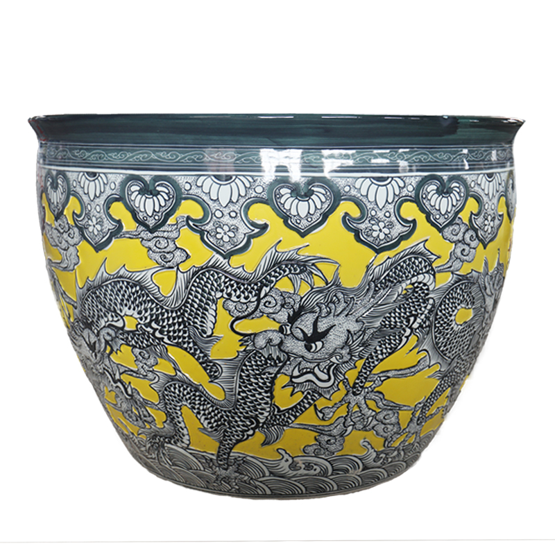 花盆特大号陶瓷种树大缸庭院睡莲荷花雕龙大型花盆