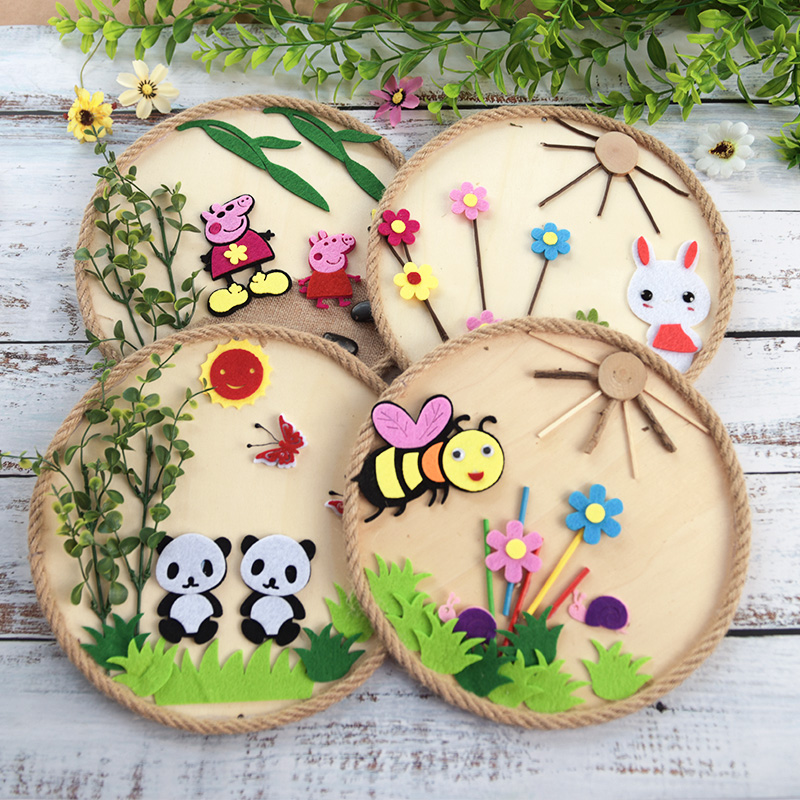 麻布圆盘麻绳壁饰幼儿园教室创意手工环创墙面墙贴