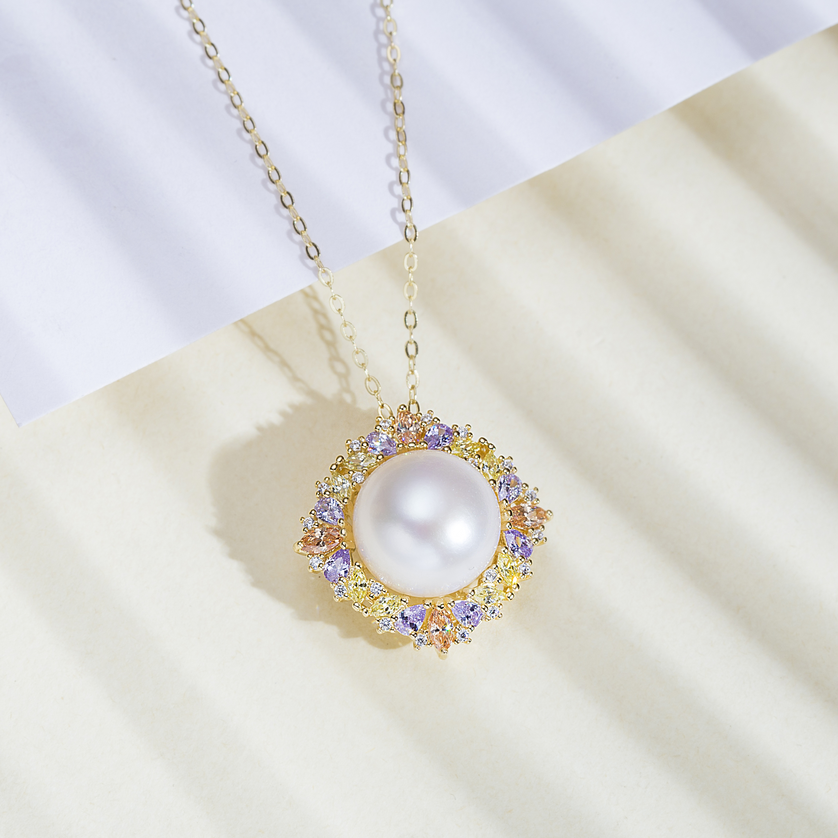 s925淡水珍珠绽放睡莲项链12-13mm颈饰