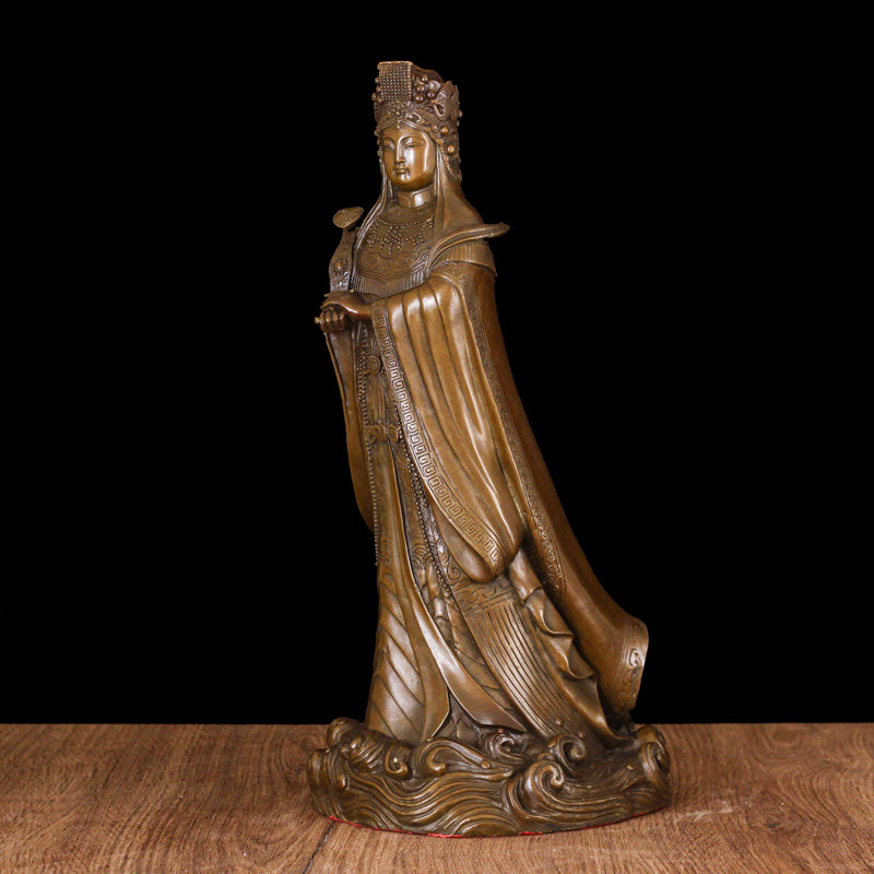 妈祖纯铜海神摆件天后圣母开运神像家用供奉装饰摆件