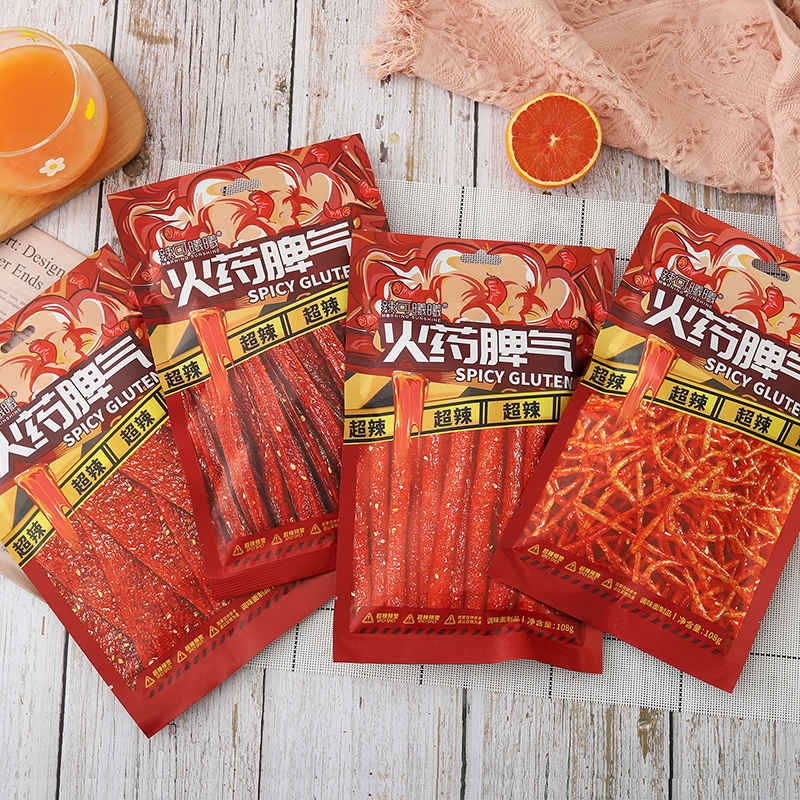 辣可曦曦火爆脾气辣条108g大辣片辣棒火药脾气超爆辣网红辣条零食