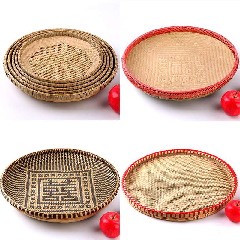 竹编家用手工精编竹筛竹匾喜字簸箕晾晒制品竹编