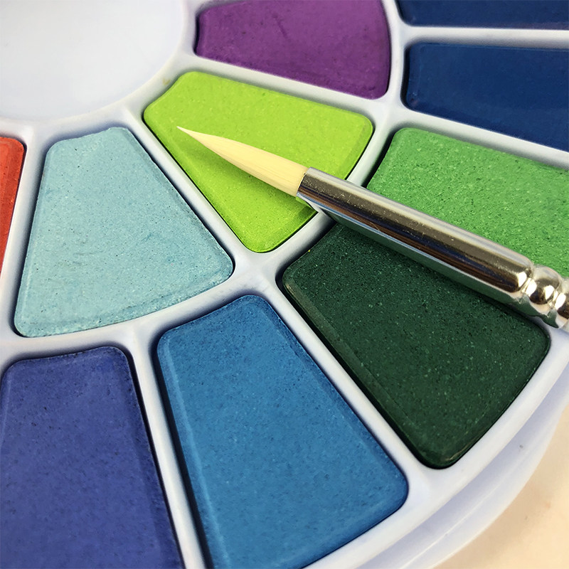 颜料水彩画套装固体米娅水彩24色38色小学生手绘水彩颜料