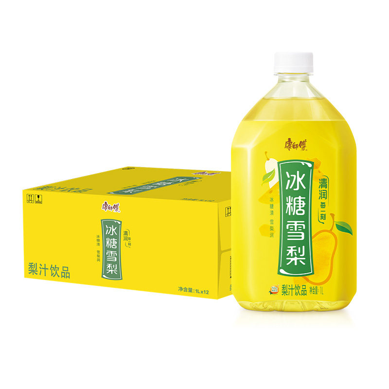 胡一天同康师傅冰糖雪梨果汁饮料饮品1l12瓶整箱果味