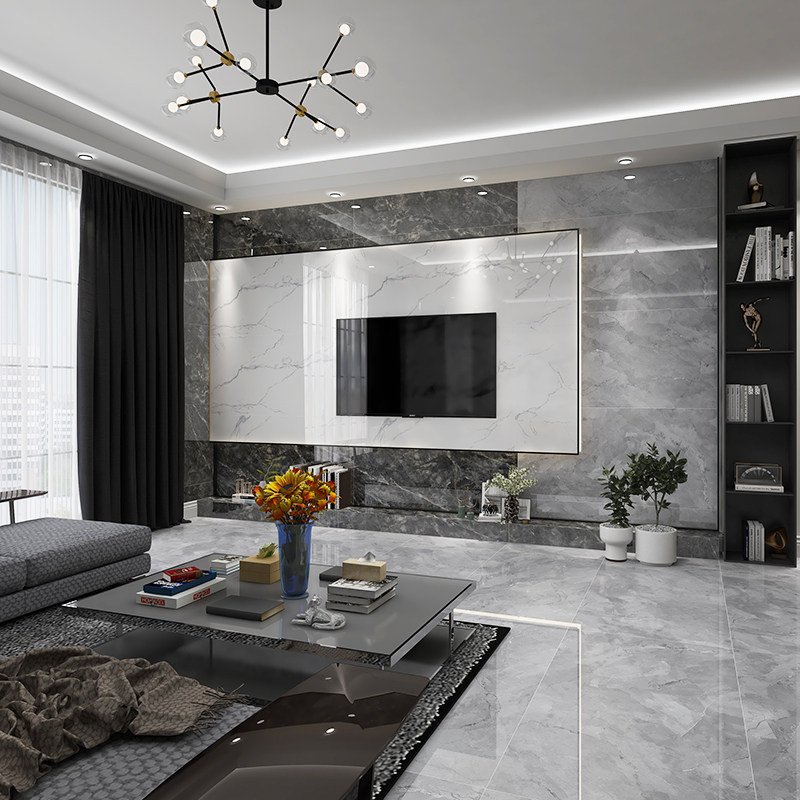 大板仿石大理石通体墙砖亮光地砖750x1500背景墙别墅通体砖