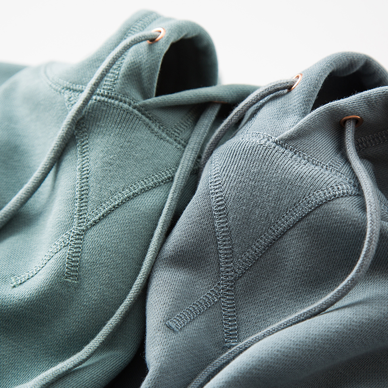 雾霾蓝340g重磅鱼鳞毛圈布卫衣 粗线三本针纯色春秋男女基础款