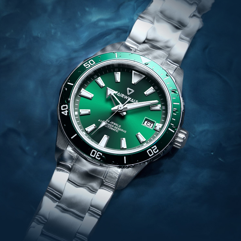 马克华菲理查德绿水怪鬼十大防水潜水氚气手表男士机械表品牌米勒