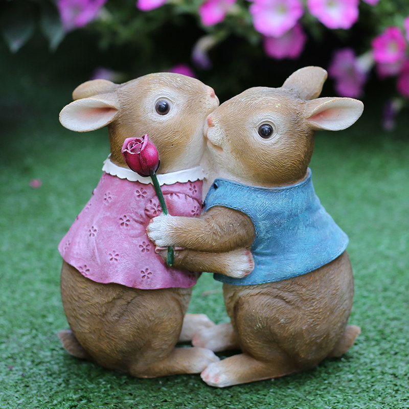 花园庭院装饰仿真卡通兔子摆件树脂可爱动物摆件