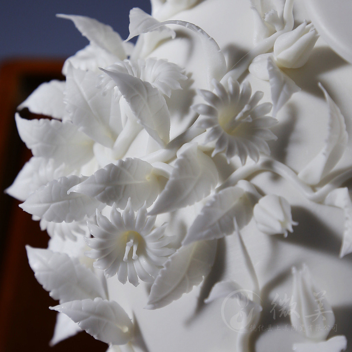 微美德化陶瓷四季平安白瓷花摆件家居饰品装饰品时尚现代摆设品