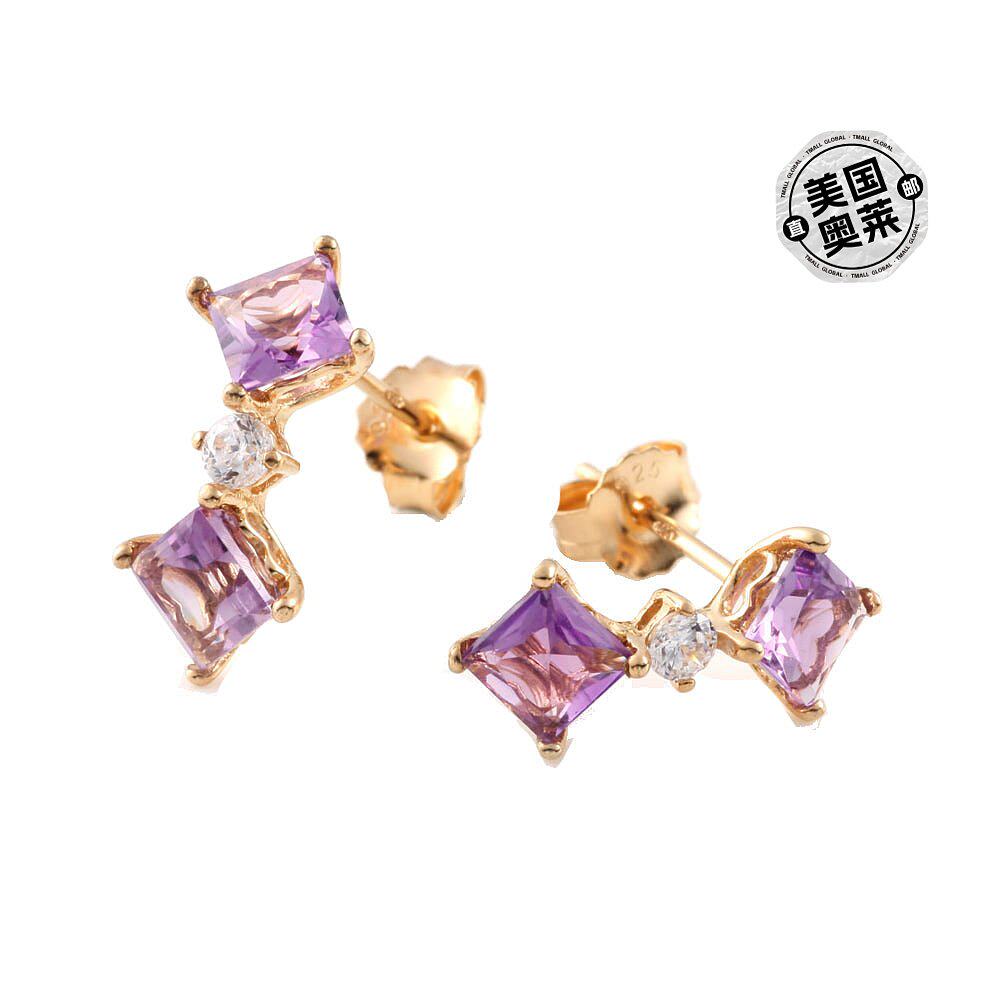 virjewels2cttw紫色紫水晶吊坠耳环黄金镀银stone耳环