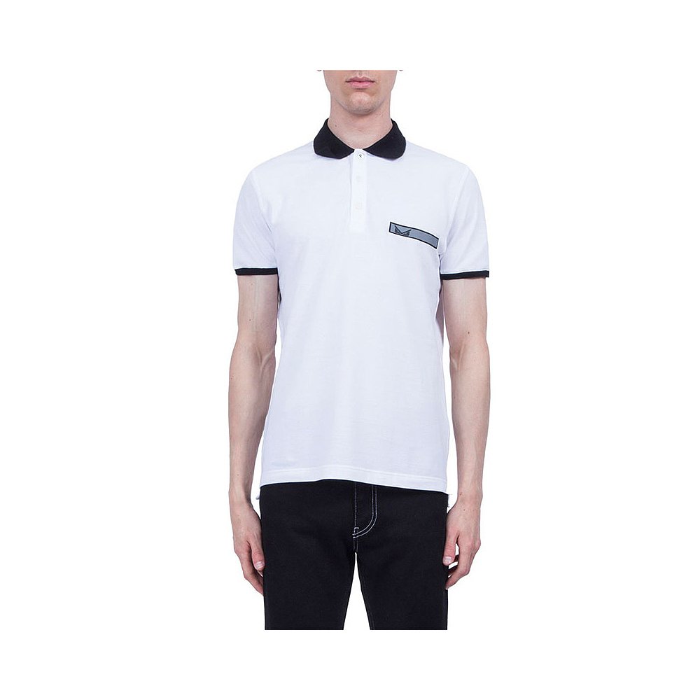 香港直发fendi芬迪男士白色时尚小怪兽眼睛短袖polo衫