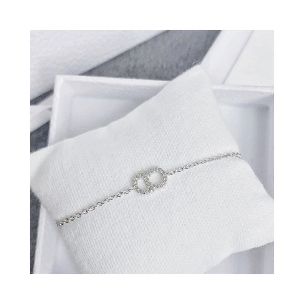 香港直发dior迪奥女士银色镶钻字母简约手链手链