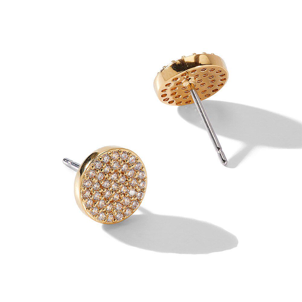 美国直邮nadri娜德女士金色圆形18k金镶小碎钻耳环