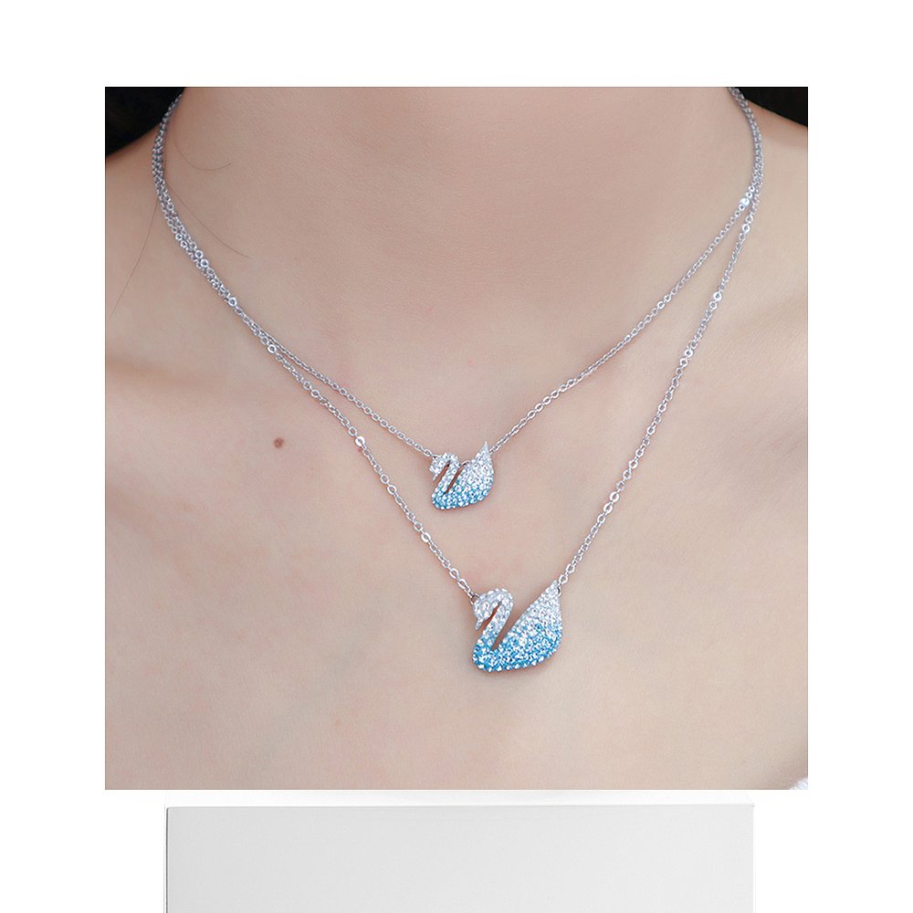 香港直邮swarovski施华洛世奇女士小号蓝天天鹅蓝色项链项链