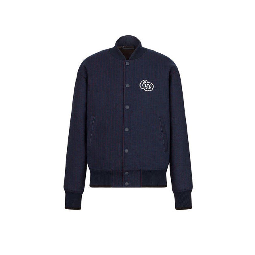 香港直发christiandior男士海军蓝色棉质羊毛混纺夹克