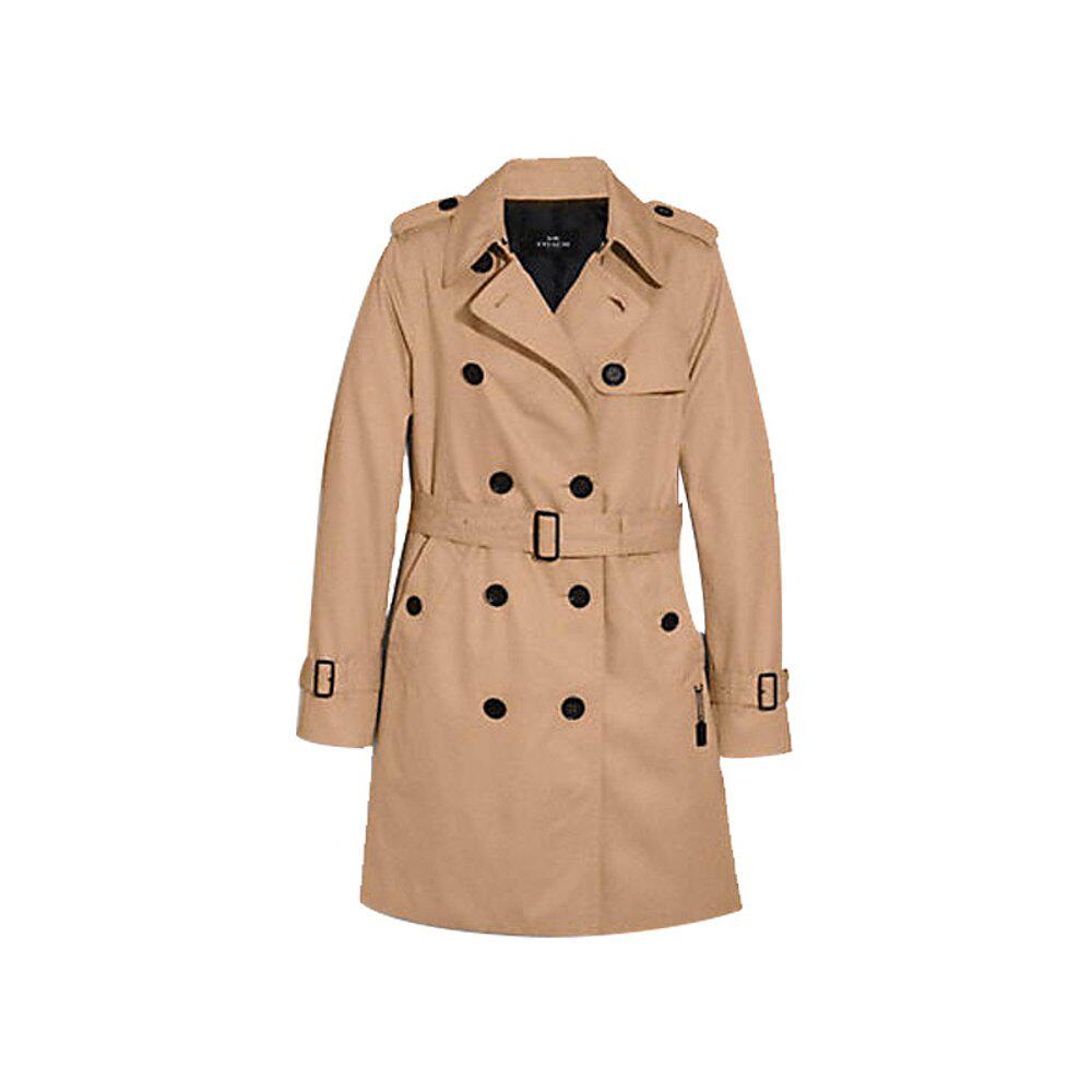 美国直邮coach蔻驰女士风衣中长卡其色xsf34024风衣