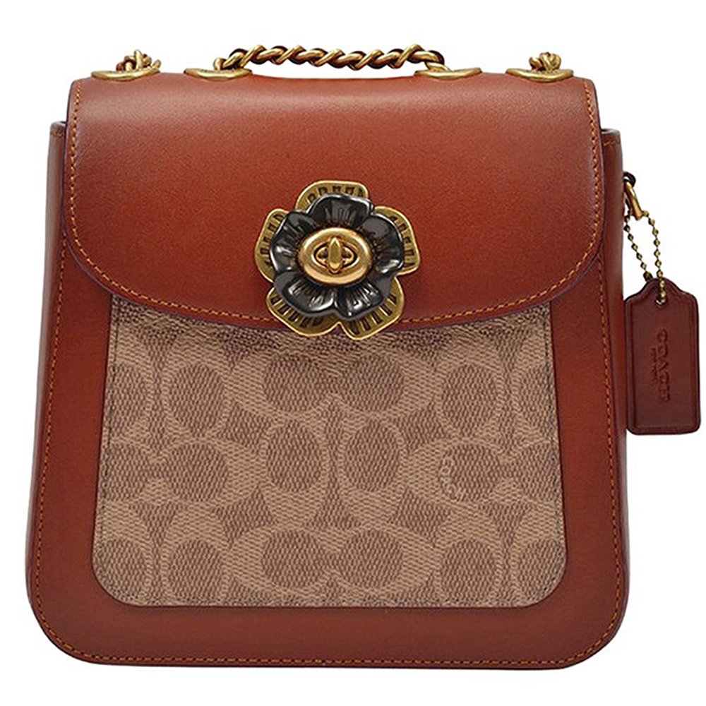 香港直发coach蔻驰经典logo女士涂层帆布单肩斜挎包c0828b4nq4