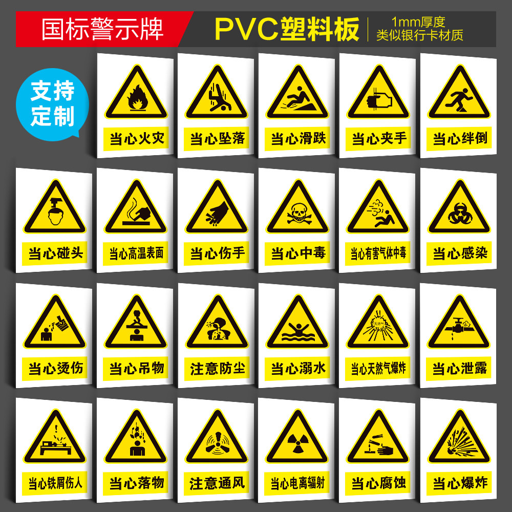 安全标识警告国标中毒标志高温注意落物吊物标志牌