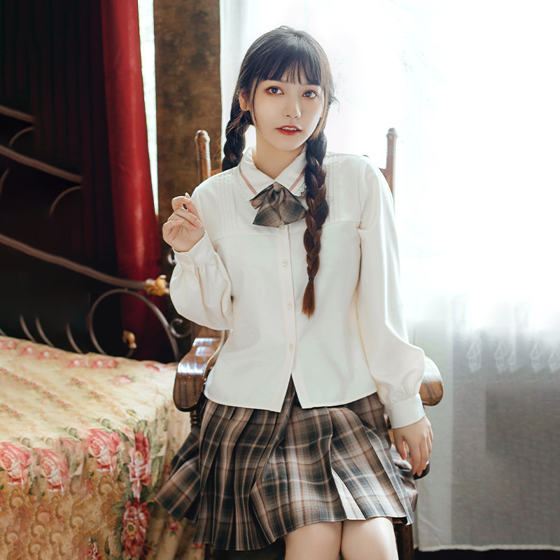 御茶家无边落木原创正版jk格裙同格小物平角兔耳斜角领结