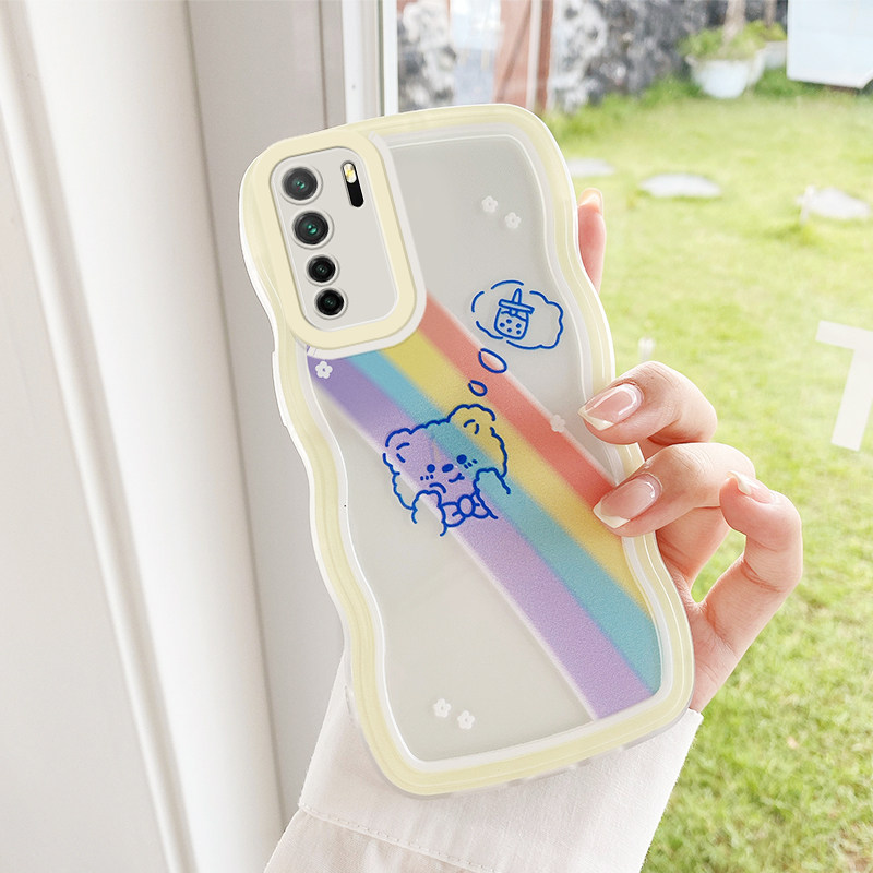 ins网红波浪线透明适用于华为nova7se手机壳情侣同款 cdy an00搞怪