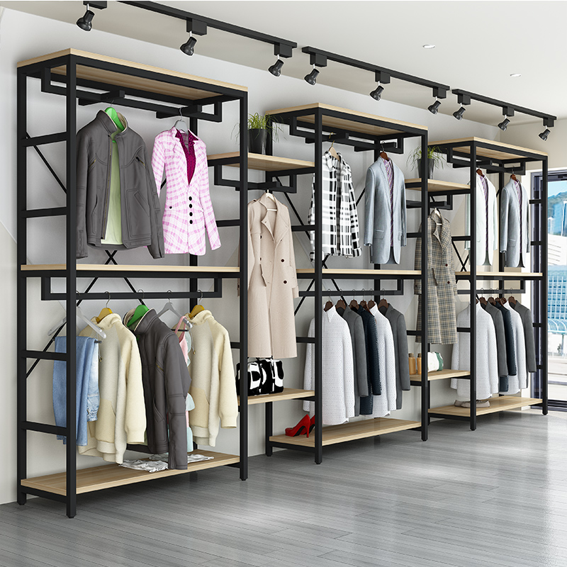 服装店展示架落地式男女童装双层挂衣母婴店铺专用货架商场展示柜