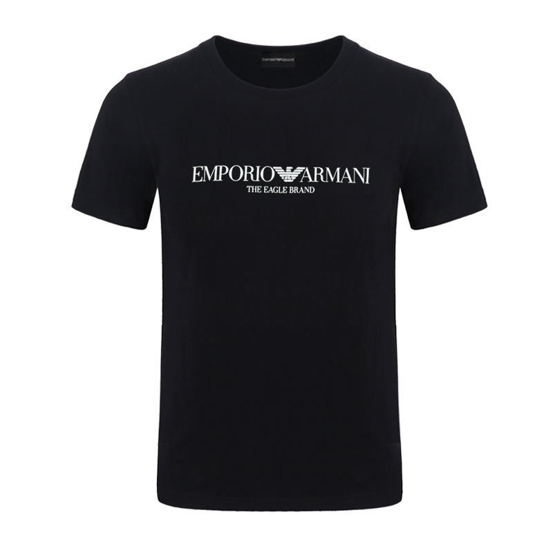 Armani/阿玛尼男装新款夏季男士时尚休闲印花圆领T恤修身纯棉短袖