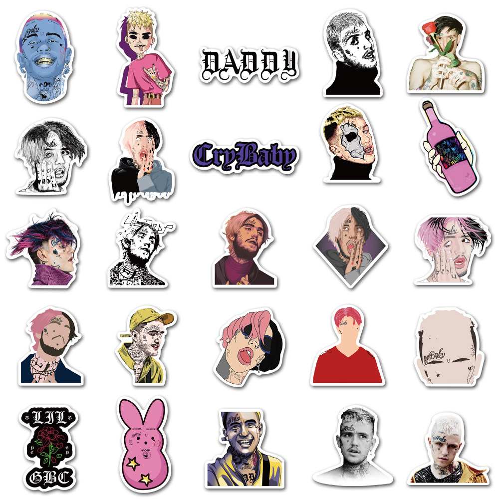 50张说唱歌手lilpeep涂鸦贴纸摩托车行李箱笔记笔记本个性小贴纸