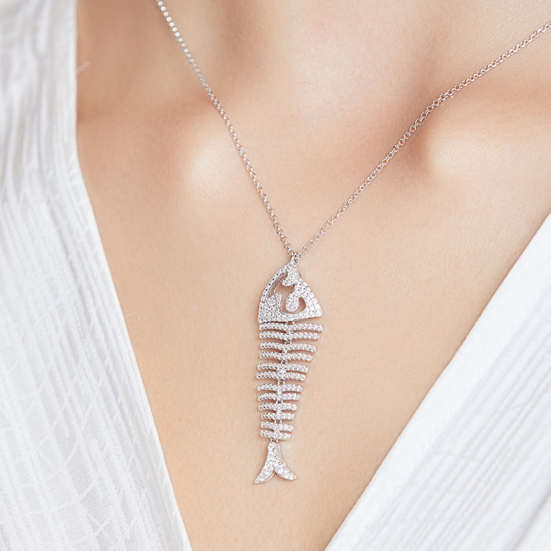 cambas刊芭思珠宝精灵鱼骨项链女轻奢锁骨链纯银送女友礼物