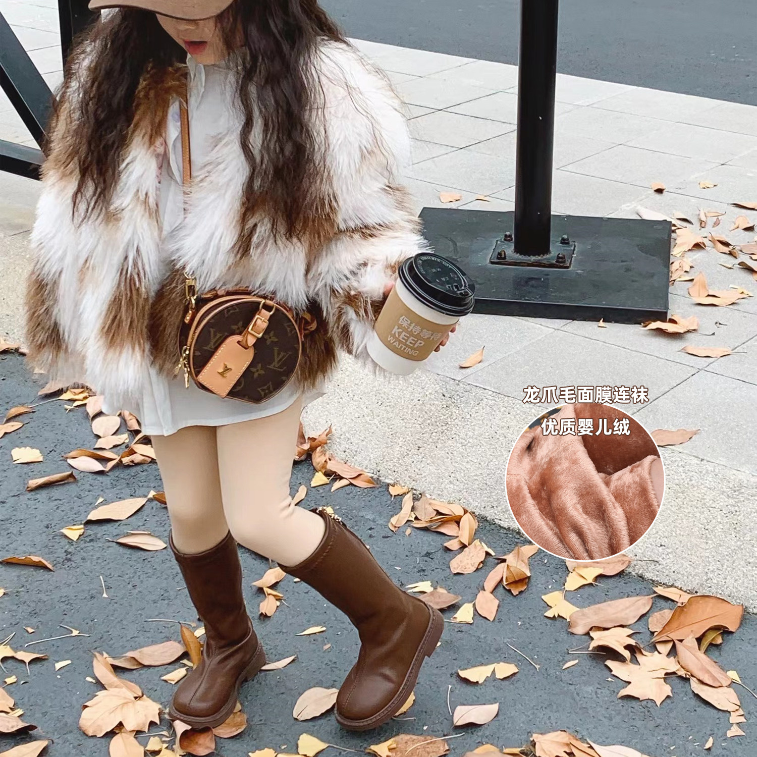 童品女童秋冬加绒加厚光腿神器儿童水光肤色连裤袜儿童袜子016岁